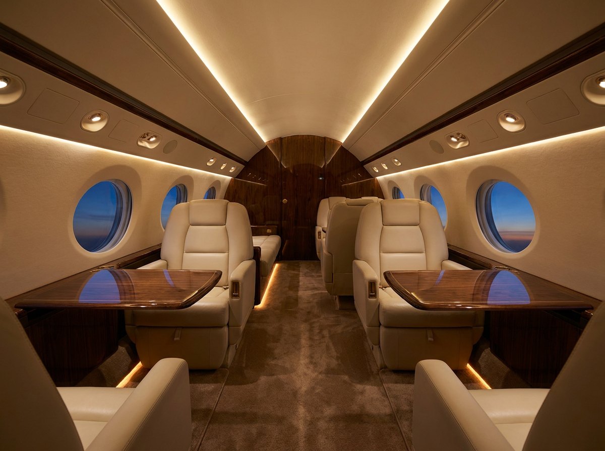 Private jet executive cabin interior
